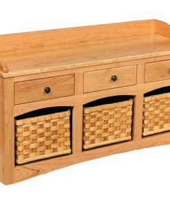 Mission Bench With Baskets and Drawers