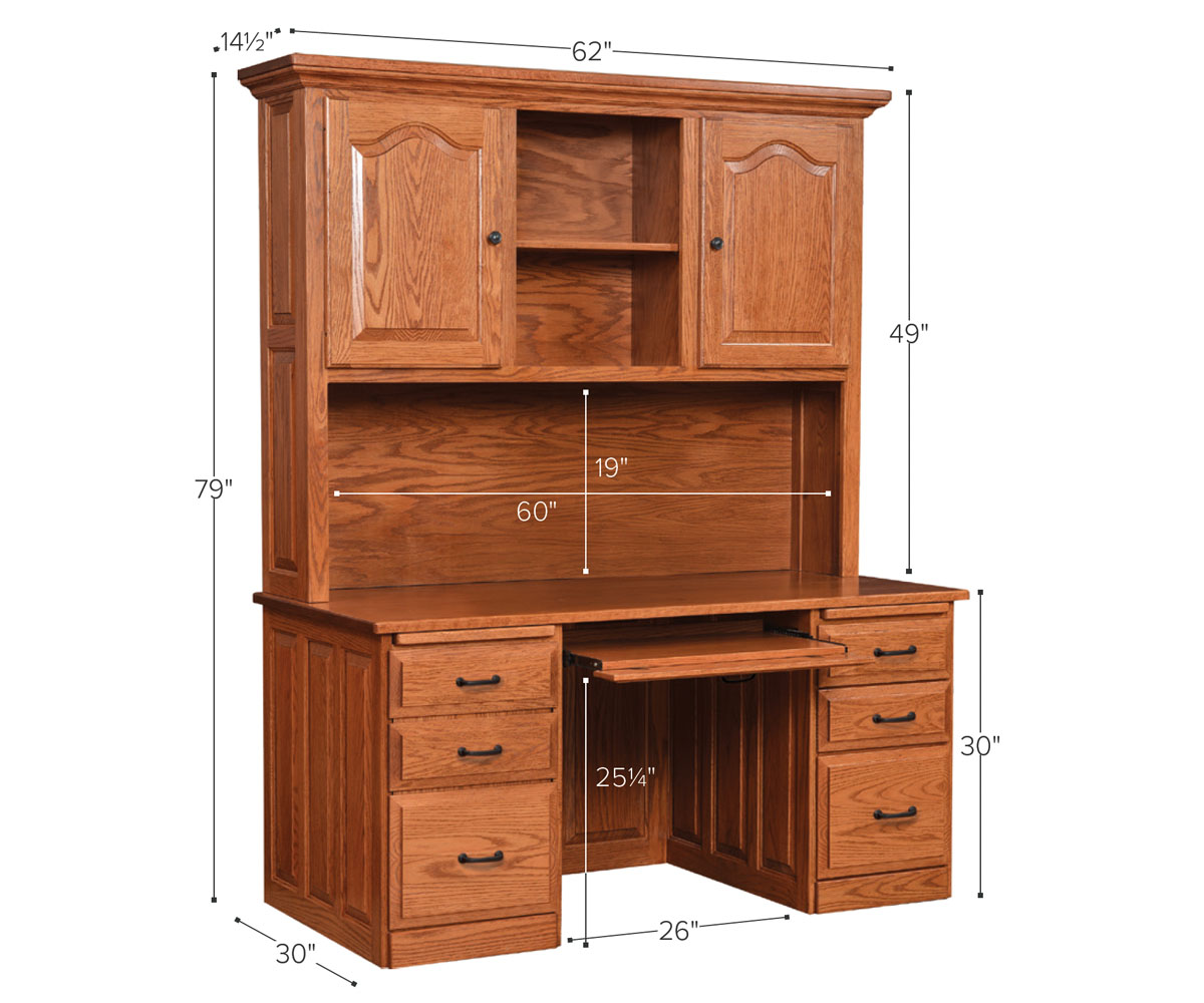 PWC-3062FTTWH-Traditional-Desk-With-Hutch