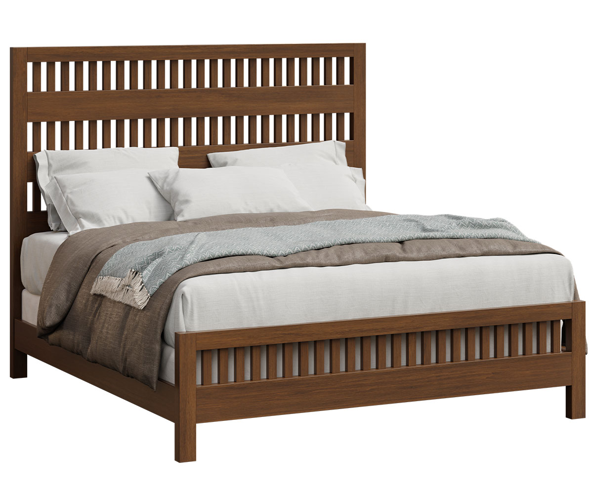 Veralux-Braddock-King Bed-Vertical Slats-Brown Maple-FC-Earthtone