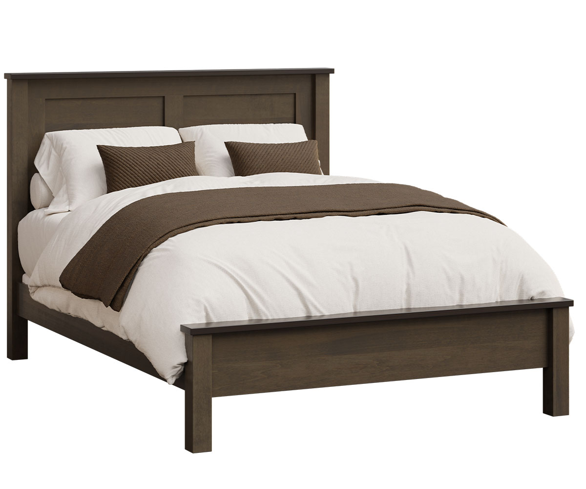 Meadow Wood-Dutch Country Mission-Bed-Low Footboard-Brown Maple-OCS-Smoke-DCMB-LFB-Q
