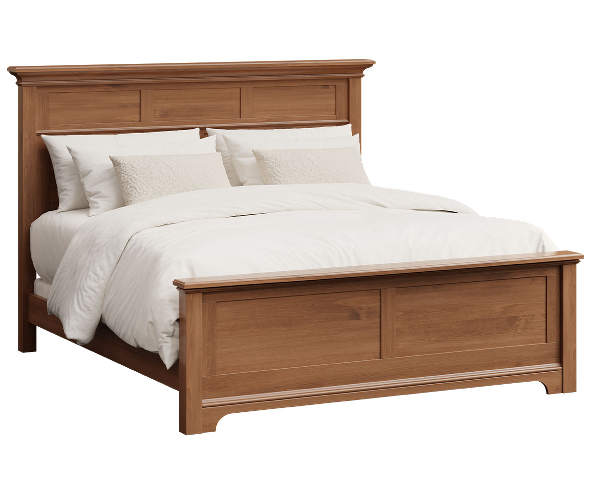 Elite Woodworking-Plymouth-Cutout Base-King Bed-Brown Maple-Almond-PLY-107KC
