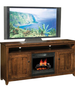 Modern Mission TV Stand With Fireplace - 70"W