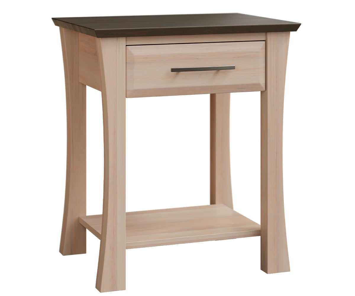 Elite Wood Working-Providence-1 Drawer Nightstand-Brown Maple-FC-Asphalt-Brown Maple-OCS-Frost