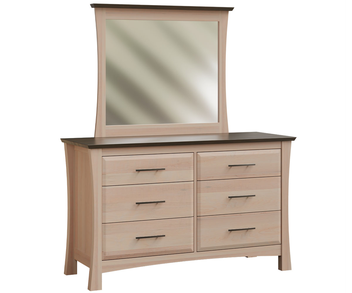 Elite Wood Working-Providence-6 Drawer Dresser-With Mirror-Brown Maple-FC-Asphalt-Brown Maple-OCS-Frost