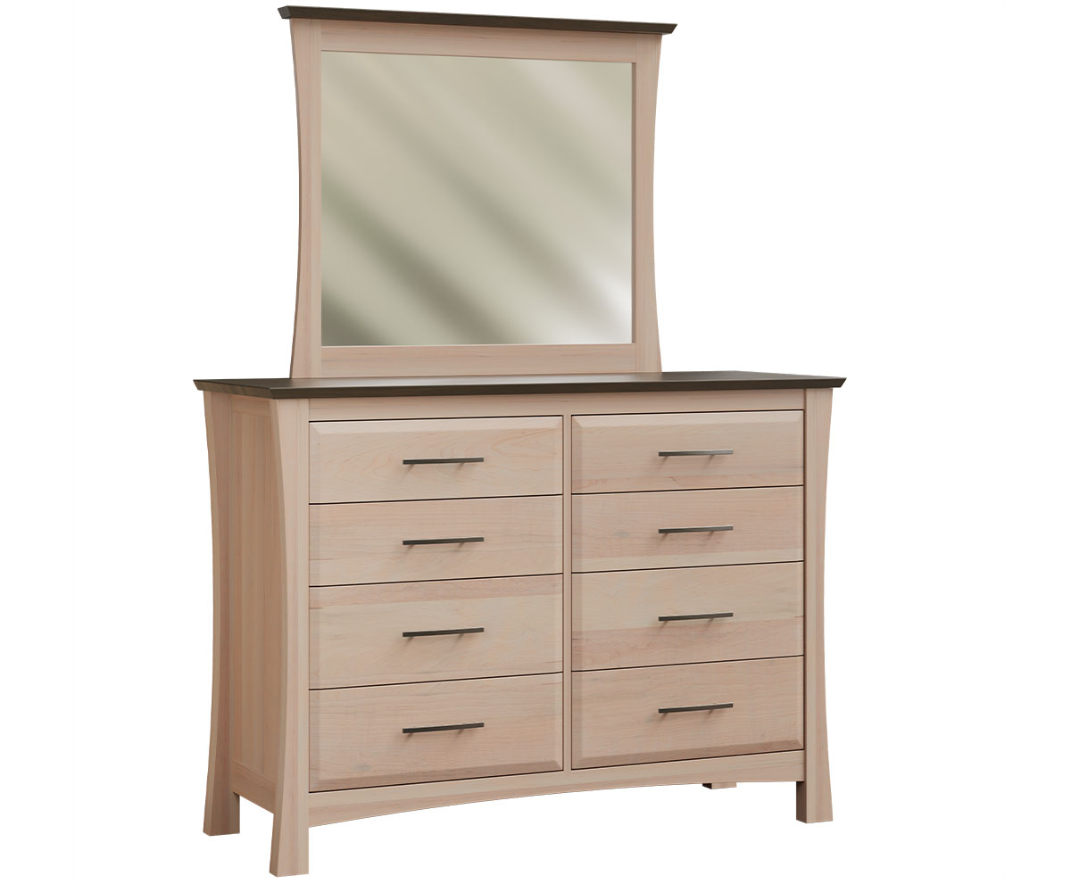 Elite Wood Working-Providence-8 Drawer Dresser-With Mirror-Brown Maple-FC-Asphalt-Brown Maple-OCS-Frost