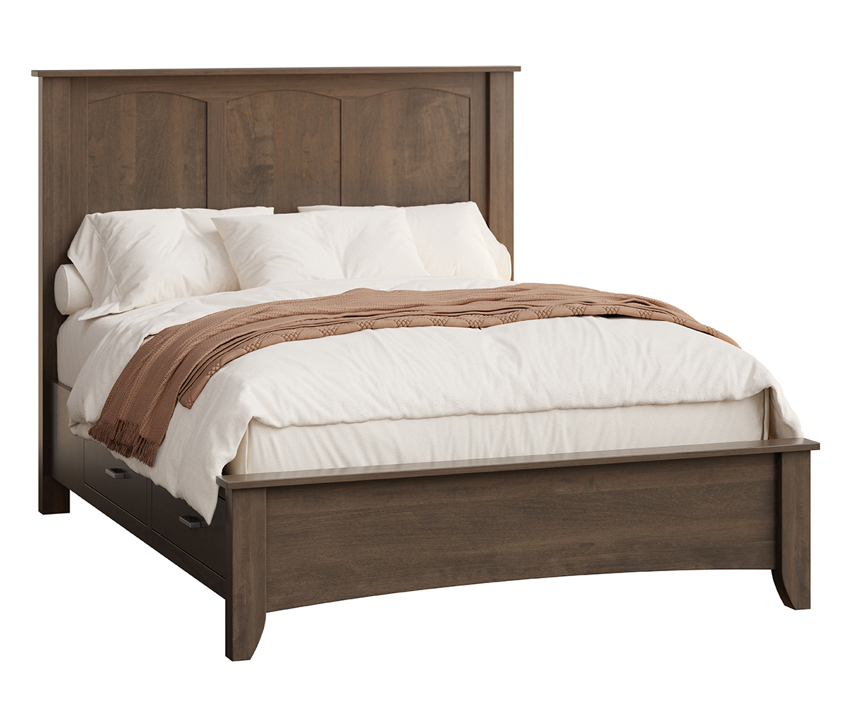 RBW-Jackson-Panel-Queen Bed-Low Footboard-Side Rail Storage-Brown Maple-FC-Carbon