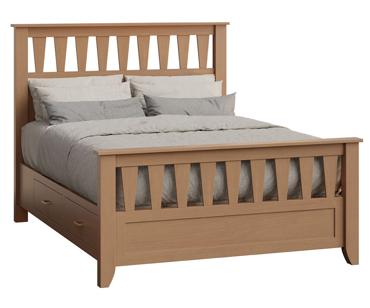 RBW-Jackson-Slat-Queen Bed-Side Rail Storage-Brown Maple-OCS-Sand