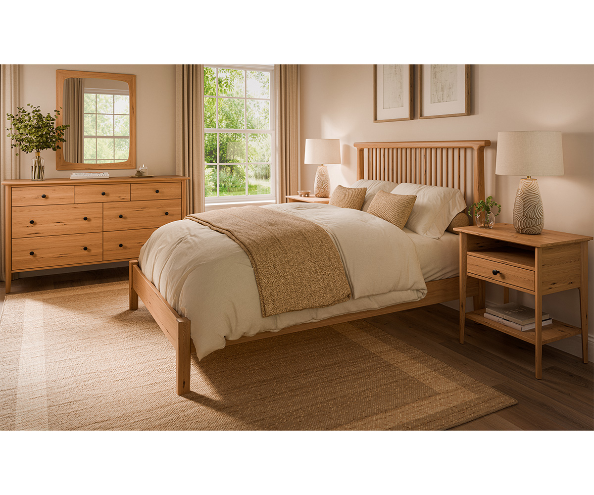 BWC-Buss Woodcraft-Cortland-Collection-Room Setting-Rustic Wite Oak-FC-Granola-Final