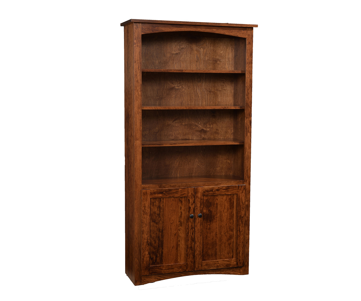 AOF-SH-3672-D Shaker Open Bookcase with Doors